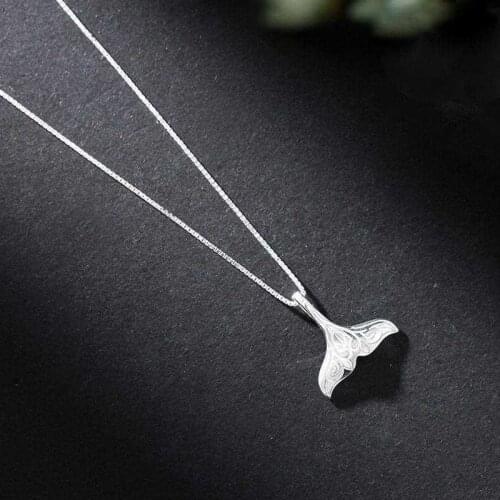 Pure Sweet Silver Color Mermaid Tail Fish Necklaces For Women Wedding Jewelry Christmas Gift Collar Colar