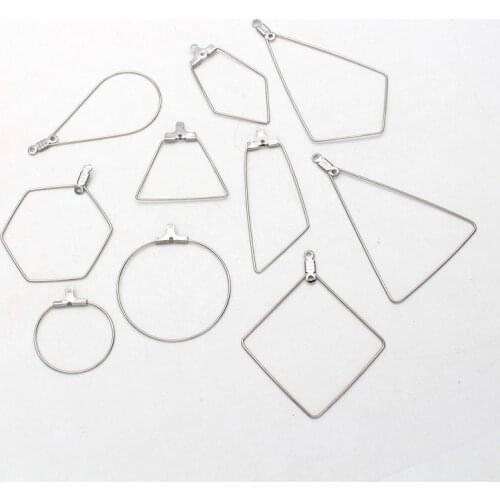 10pcs/Lot Stainless Steel Round Geometrical Triangle Pendant Charms For Diy Making Earrings Simple Jewelry Accessories