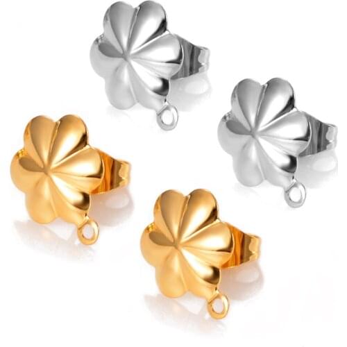 10pcs Trendy Stainless Steel Flower EarringPost Ear Studs Connectors For DIY Jewelry Making Findings Accessories