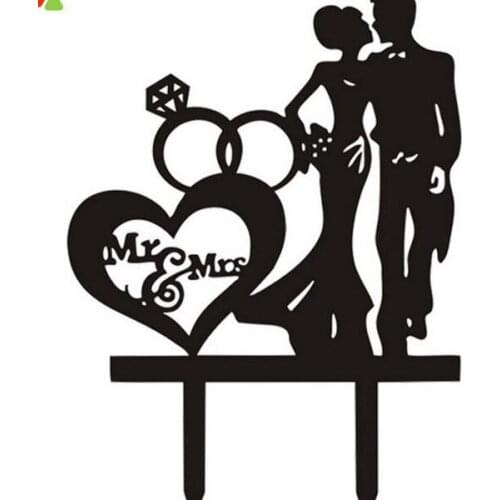 100pcs/lot, Creative Mr. & Mrs Diamond ring Kissing Couple Acrylic Wedding Cake Topper Party Cake Decorations