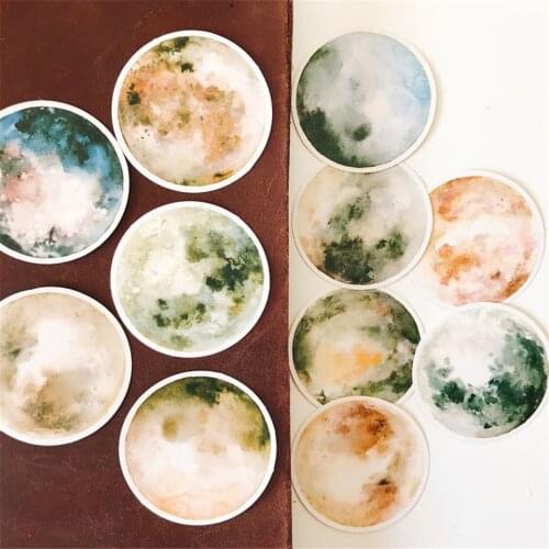 11Pcs Watching the moon in space Paper Stickers Kits Die Cut/Seal For DIY Scrapbooking Junk Journal TN Planner Card Making