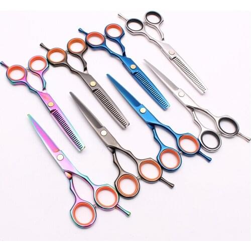 2Pcs C1004 5.5" 16cm Customized Logo Stainless Hairdressing Scissors Set of Tool Cutting Shears Thinning Scissors Hair Scissors
