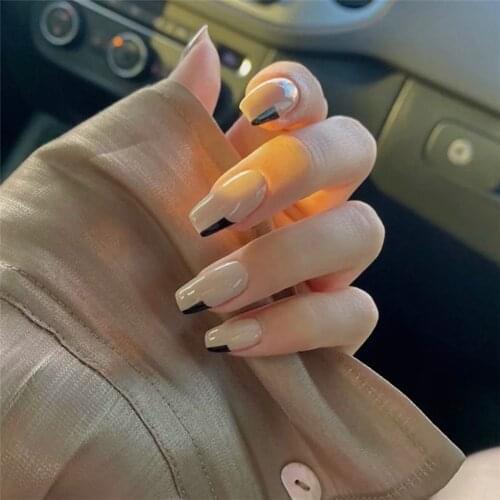 24pcs/Box Press On Nails Detachable Artificial Full Cover Long Ballerina False Nails Wearable Fake Nails Nail Tips