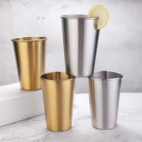 304# stainless steel cup household water gargle cup juice single layer Beer Mugs