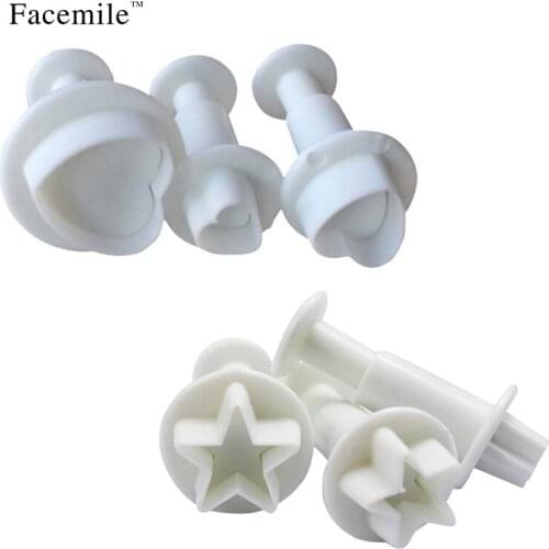 6Pcs/Set Star/Heart Shape Sugarcraft Cake Decorating Tool Set Fondant Plunger Cutters Cake Tools Cookie Biscuit Cake Mold
