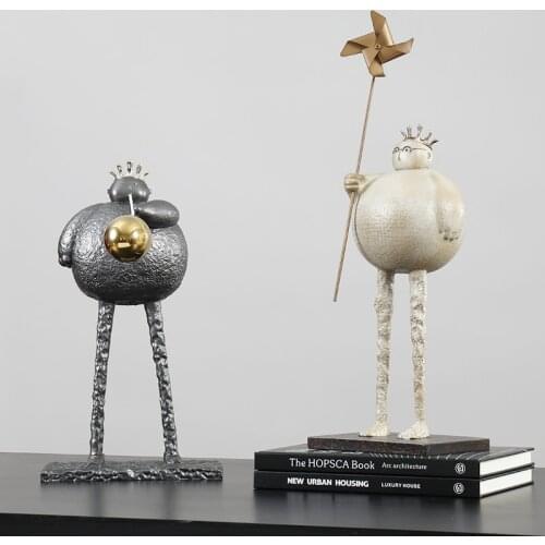 Large 57cm Fat King Holding A Golden Windmill Statue Art Desk Decoration Home Ornaments Figure Statuette Crafts Resub Figurines