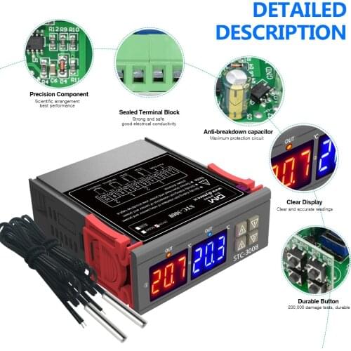 STC-3008 STC-3018/3000/1000 Thermostat Dual Digital Temperature Controller Two Output Thermoregulator Heating Cooling Incubator