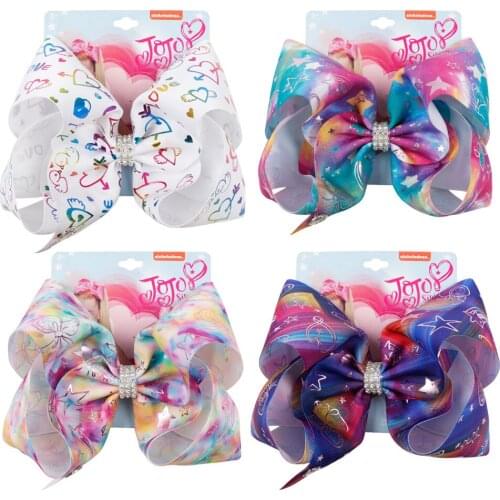 CN Jojo Siwa Accessory Fashion 8 " Large Handmade Hair Bow Grosgrain Ribbon Kids Cheer Bows With Alligator Clips For Kids Girls