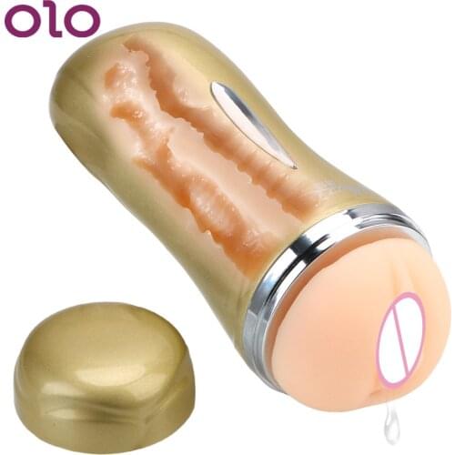 OLO Dual Channel Realistic Anus Male Masturbation Cup Real Pussy Artificial Vagina Masturbator Adult Sex Toys for Men Products