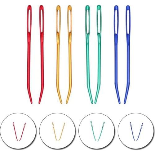 2Pcs Large Eye Blunt Needles Yarn Sewing Needles Aluminum Bent Tip Tapestry Darning for Handmade Embroidery DIY Knitting Needle