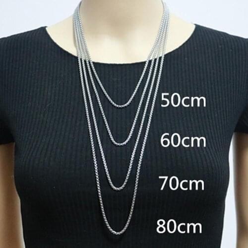 Fashion Solid Necklace Curb Chains Link Men Choker Stainless Steel Male Female Accessories