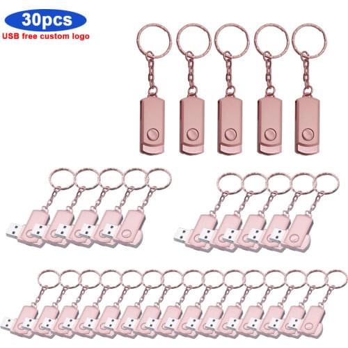 30pcs/lot usb 2.0 metal flash USB stick pen drive 8GB 16GB 32GB 64GB 128GB usb flash drive pendrive usb disk cle usb free logo