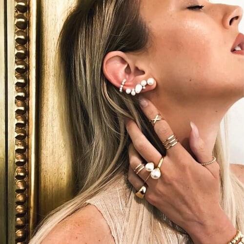 Trendy Classic Geometric Stud Earrings Bohemia Charm Multiple Pearl Earrings for Women Ear Jewelry Gift New 2019 Oorbellen
