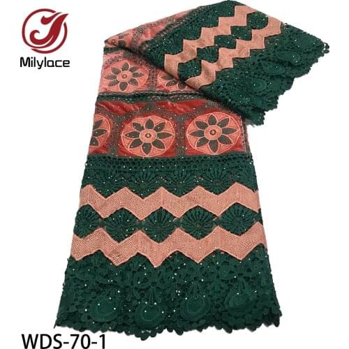New Style Guipure Lace Fabric with Stones Embriodered African Lace Fabric Wedding Lace Dress Fabric 5 Yards Per Lot WDS-70