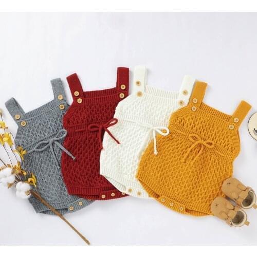 Newborn Baby Girls Boys Clothes Winter Knit Outwear Vest Ruffle Sweater Romper Bodysuit Infant Clothing Kids One Piece Overalls