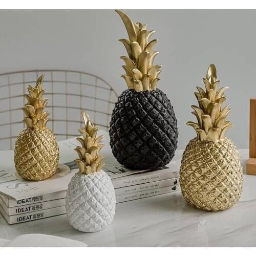 Nordic Style Resin Pineapple Crafts Living Room Desktop Decoration Ornament Golden Fruit Creative Home Decor