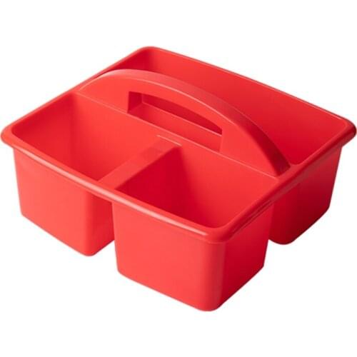 Portable Storage Caddies Box Plastic Divided Basket Bin with 3 Compartments Office Desk Organizer for Art Paint Brushes Colored