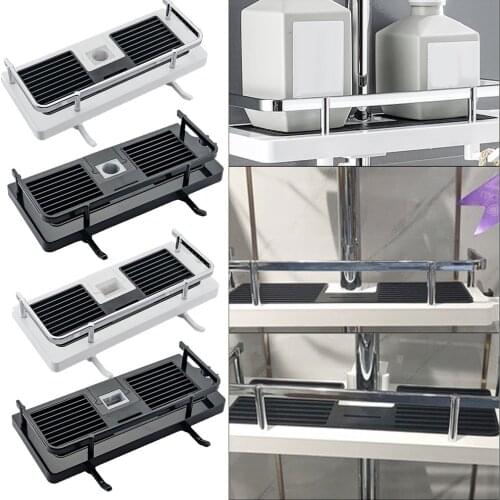 Durable Bathroom Storage Shelf Shower Shelf Shampoo Tray Shelf Single Layer Free Drilling Lifting Shower Head Shower Bar Rack