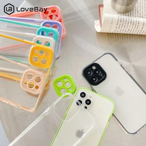 Candy Color Frame Shockproof Bumper Phone Case For iPhone 11 12 Pro Max X XR XS Max 7 8 Plus SE 2020 Transparent Soft TPU Cover