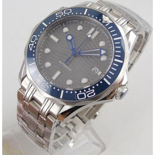 Luxury 41mm Mechancial Men Watch Sapphire Glass MIYOTA Movement Steel Band Ceramic Bezel Date Function