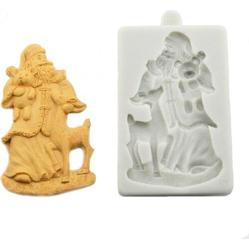 Christmas Series Santa Elk shape Chocolate cookies Mold Fondant Cake decoration Mold Silicone Mold Baking Tools