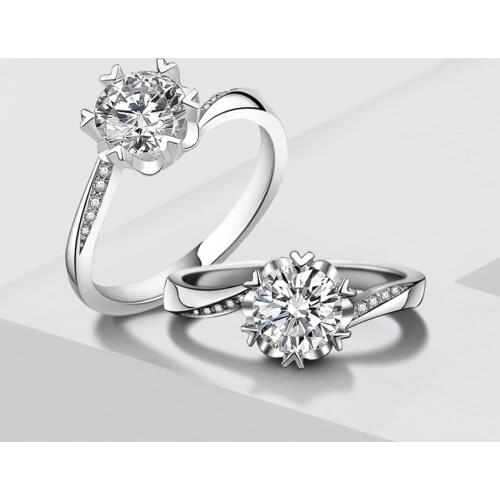 Silver 925 Rings for Women Natural Diamond Wedding Fine Luxury Jewelry 4-10 Size Simple Temperament with Box Rings Lovers Gift