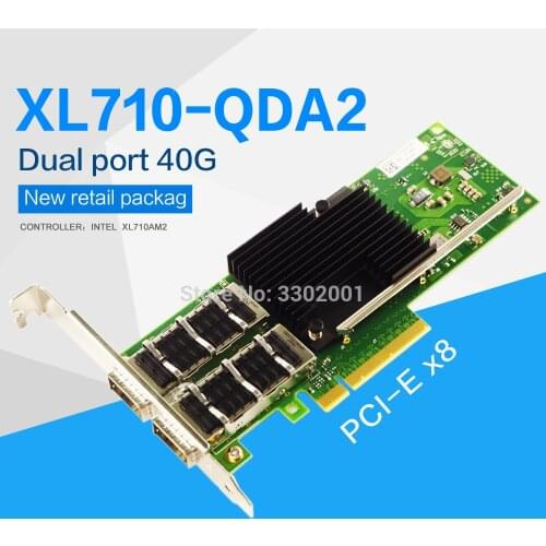 XL710-QDA2-QSFP+ 40G Dual Port PCIe3.0 X8 Network Card with Intel X710BM2/AM2 Chipet