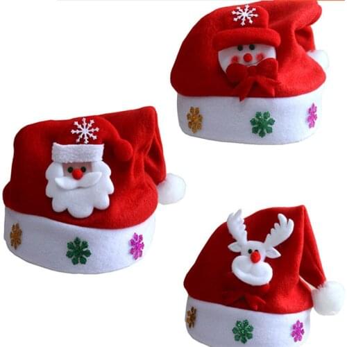 Merry Christmas Hat For Adult Kids Xmas Santa Claus/Elk/Smowman/Lattice Cap 2020 New Year Christmas Party Decoration Navidad Hat
