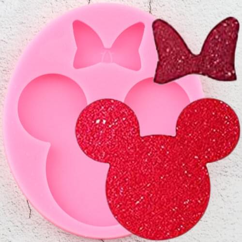 Disney Mickey Bows Silicone Mold Keychain Epoxy Resin Molds Phone Grip Badge Reel Mould Pendant Necklace Jewelry Making Moulds