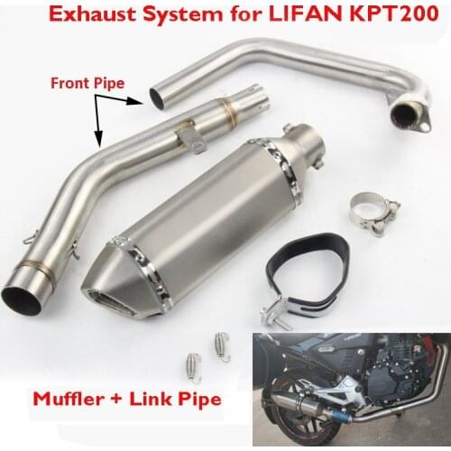 Slip on KPT200 Motorcycle Exhaust System Muffler Escape Baffle Silencer Tip Front Link Tube Connector Pipe for LIFAN KPT200