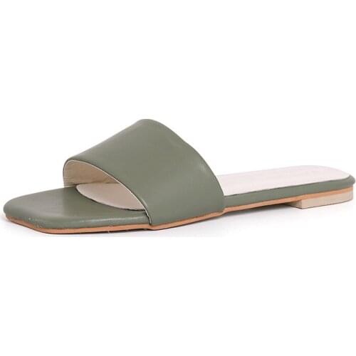 Womens Slippers 2019 Summer New Fashion Pu Outdoor solid Ladies Slides Flat with Shoes Woman Slippers