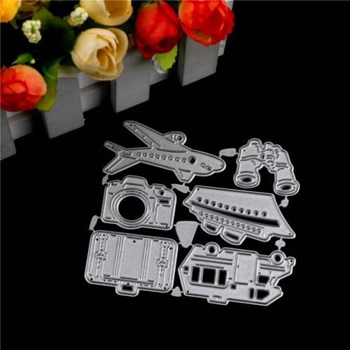 DIY Scrapbook Embossing Album Paper Card Craft Decor Earth Aircraft Camera Bag Travel Kit Plane Car Metal Cutting Dies Stencils
