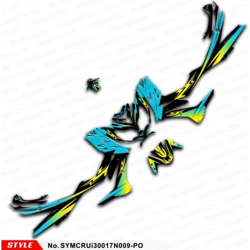 Aftermarket Custom Graphics Vehicle Vinyl Wraps Adhesives for SYM Cruisym 300 2017 2018 to 2021, Style No. SYMCRUi30017N009-PO