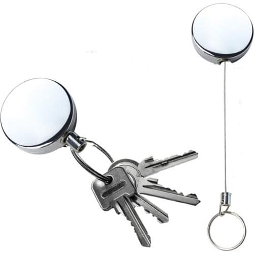Retractable Card Badge Holder Metal Pull Key Security Chain Reel ID Lanyard Name Tag Badge Holder Steel Recoil Ring Belt Clip