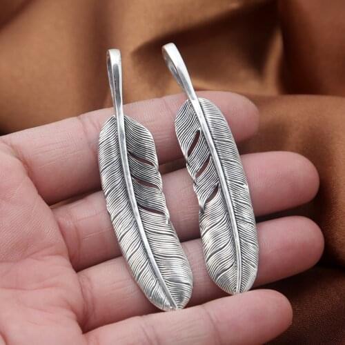 S925 Sterling Silver Jewelry Fashion Retro Thai Silver Takahashi Goro Feather Male And Female Pendants