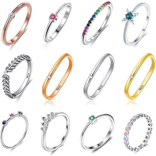 925 Sterling Silver Ring For Women Cubic Zircon Simple Inlay Shiny Jewelry Engagement Multicolor Square Wedding Rings Fine Gift