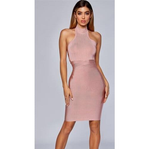 High Quality Halter Sleeveless Sexy Backless Summer Dress Women Bandage Dress Celebrity Evening Party Dress