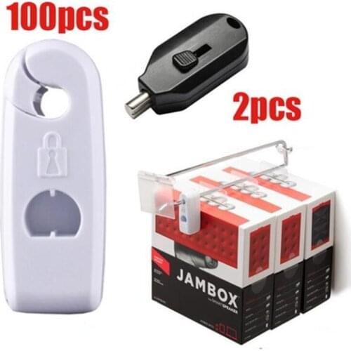 100 Pieces/Lot) Retail Shop Wall Mounted Commodity Safe Display ABS Material White Color Magnetic Open Hook Stop Lock