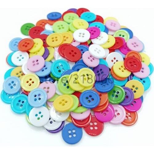 100pcs/Pack Resin Button Round Four Holes 15mm sew on ory scrapbooking for child cloth Candy colors DIY