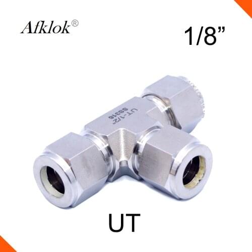 3 way 1/8" Union Tee Pipe Fittings Stainless Steel 316 Equal Compressor Ferrule OD tube fitting
