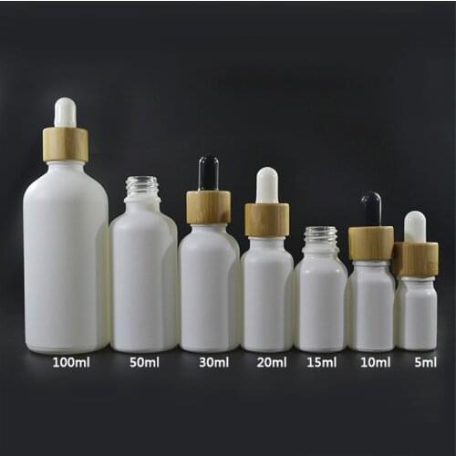 468pcs*15ml 15ml 20ml 30ml 50ml 100ml frosted white e liquid glass dropper bottle essential oil bottle with bamboo cap GB- 222S
