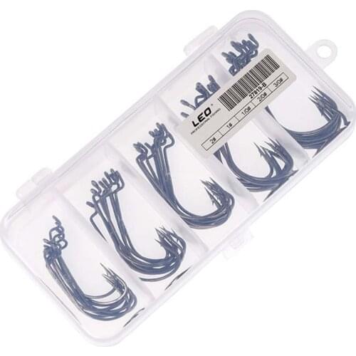 50pcs / Lot Sea Fishing Box Mustad Offset Hook 2 # 1 # 1/0 # 2/0 # 3/0 #big Hooks Jip Barbed Carp Hooks Sea Tackle Accessories