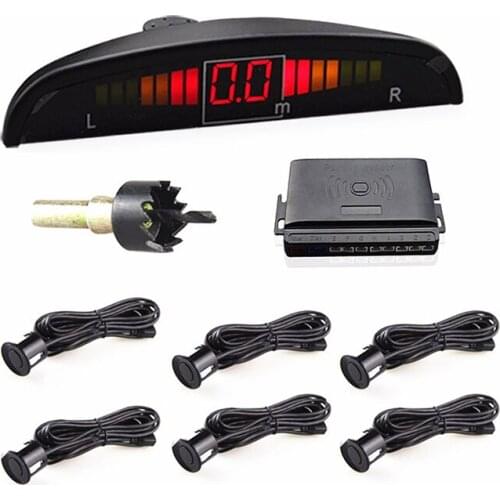 6 Sensors Car LED Parking Sensor 22mm 12V Rated voltage Kit Display for All cars Reverse Backup Radar Monitor System PZ300-6