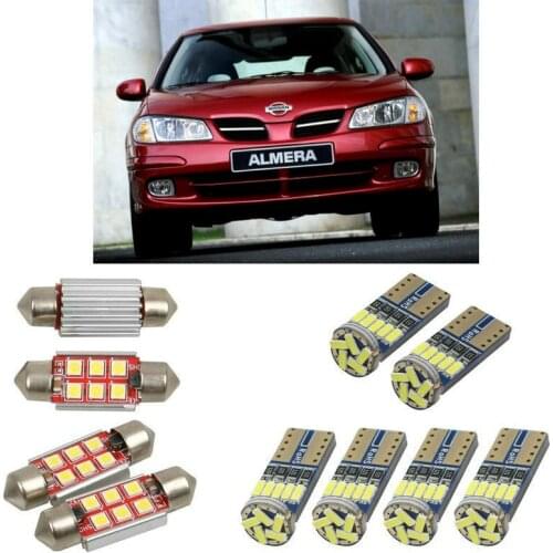 Interior led Car lights For Nissan Almera Mk2 n16 hatchback sedan bulbs for cars License Plate Light 6pc