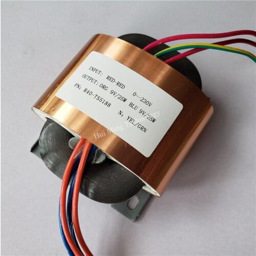 9V-0-9V 2.7A 2*9V 2.7A R Core Transformer 50VA 230V input R40 custom transformer copper shield Power amplifier