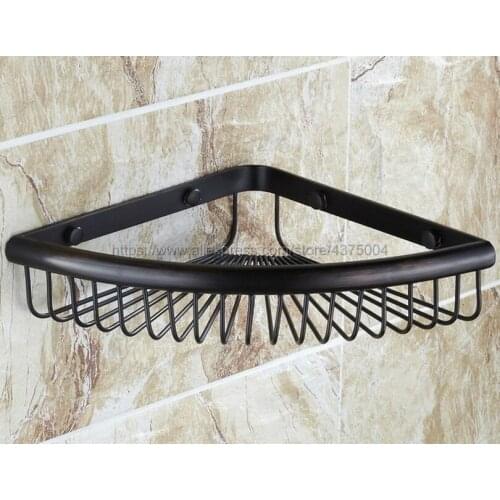 Bathroom Accessory / Black Oil Rubbed Brass Wall Mounted Large Corner Shower Storage Basket Nba511