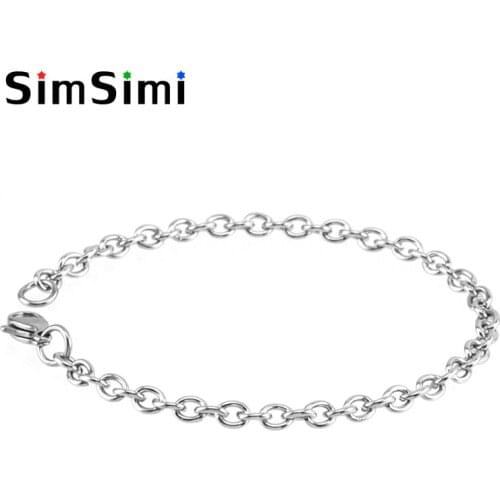 Female women bracelet cute Rolo 4mm femme chain bracelet Stainless Steel Personalized customized base Chain Link Bracelets