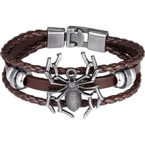 Unique Design Punk Rivet Vampire Spider Leather Bracelet Cuff Rope Ladies Bracelet Men Bracelet Fashion New Years Gift Pulseira