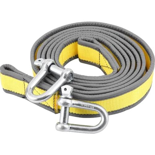Car Trailer Towing Rope Recovery Tow Strap 8 Tons 4 Meters with U-shape Hooks Two sides equipped with light reflection strip