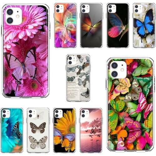 For Apple iPhone 10 11 12 Pro Mini 4S 5S SE 5C 6 6S 7 8 X XR XS Plus Max 2020 Silicone Case Wallpaper-butterfly-Butterflies